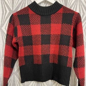 Red and Black Checkered Women's Sweater